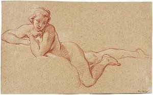 Study Of A Young Girl Lying On Her Front