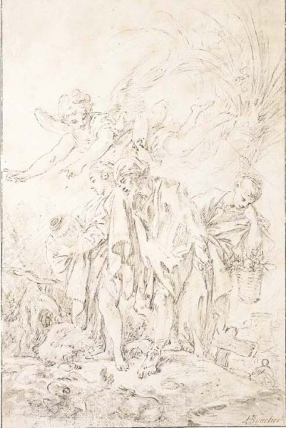 Lot fleeing with his daughters