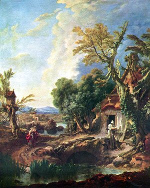 François Boucher - Landscape with his brother Lucas